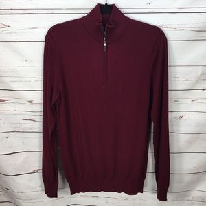 NWT Qi‎ New York Maroon 3/4 Zip Soft Sweater. Small